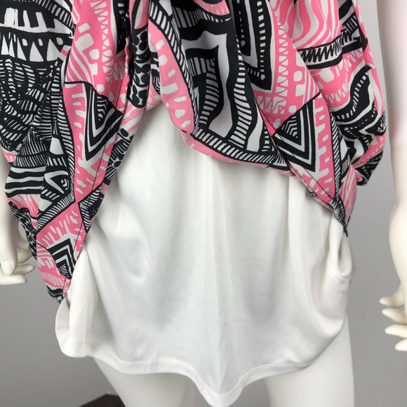 Pink Rose Women's Small Black Pink White Blouse - Picture 5 of 7